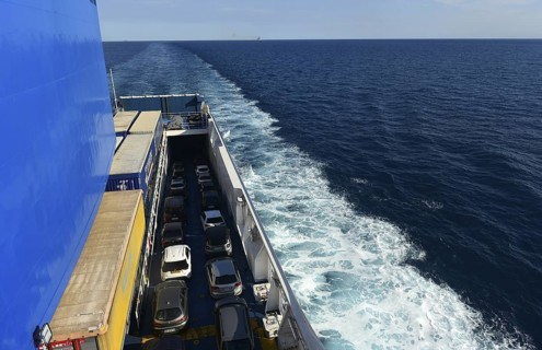 A car ferry of the GNV shipping company on its way from Palermo / Sicily shortly in front of