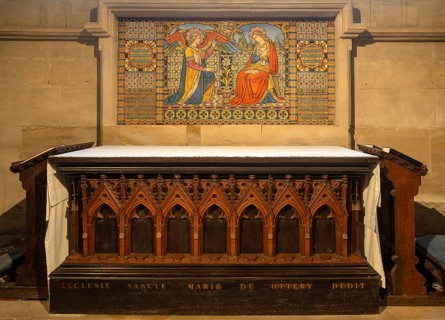 Lady Chapel altar and reredos, Church of Saint Mary, Ottery St Mary, Devon, England, UK