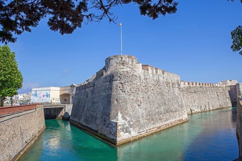 San Felipe moat and the Flag's bastion in the Royal walls ensemble of Ceuta, Spain, North Africa