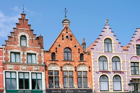 Guild houses on the Grote Markt square, Bruges, West Flanders, Flanders, Belgium