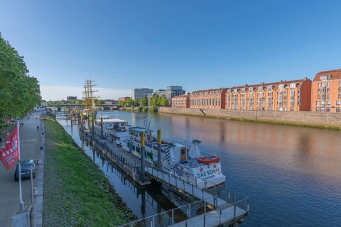 Residential district and culture, Weser island seen from the battle, Weser promenade, Hanseatic