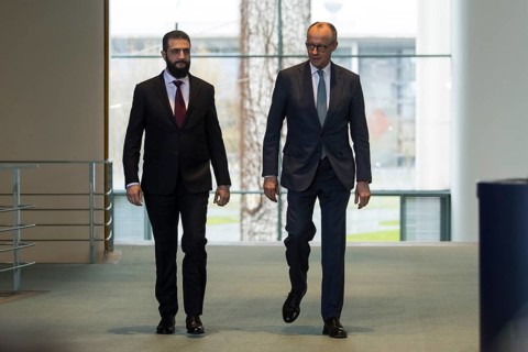 Ahmed al-Sharaa (President of the Syrian Arab Republic) and Friedrich Merz (Chancellor of the