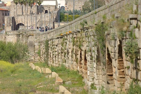 UNESCO Puente Romano, Roman Bridge, Stone Arch Bridge, part of the Roman city of Emerita Augusta,