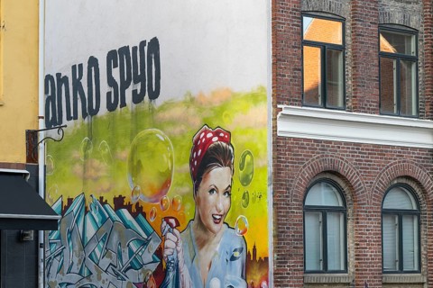 Graffiti on a house wall, Frederiksberg, Copenhagen, Denmark