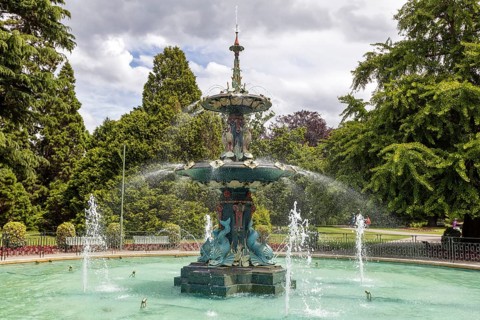 Pfauenbrunnen, Botanische Gärten, Christchurch, Neuseeland