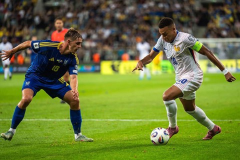 WROCLAW, POLAND - SEPTEMBER 5, 2025: Football match Ukraine vs France 0:2. In action Yarmolyuk (L)