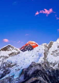 Close up Evening colored view of Mount Everest. Khumbu valley, Solukhumbu, Sagarmatha national