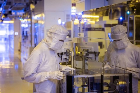 Clean room of Infineon Technologies AG's new Smart Power Fab in Dresden on June 10. The Smart Power