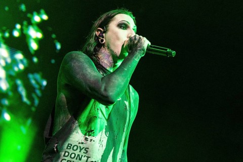 Chris Motionless Cerulli, singer of Motionless in White live on The Afraid Of The Dark Tour at