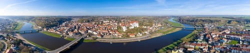 Panorama of the old town with Albrechtsburg castle and cathedral, Elbe bridges and course of the