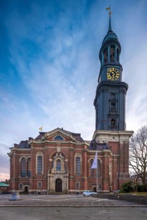 St Michael's Church (Michel) at the Blue Hour, Hamburg, Germany