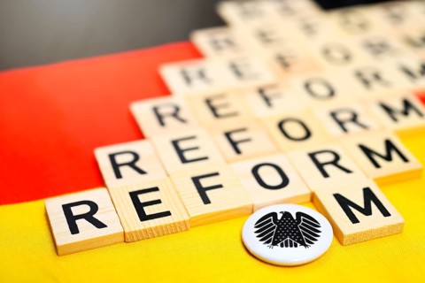 Letters form the word Reform on the German flag, symbolic photo for reforms and reform package in