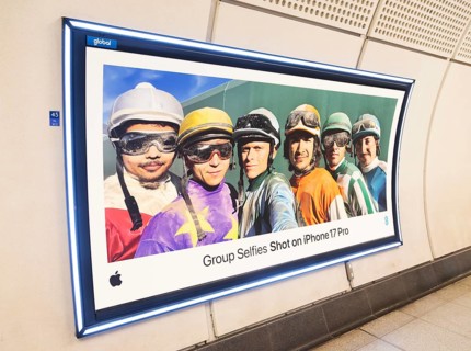 Advertising poster for Group Selfies Shot on iPhone 17 Pro, Transport for London (TfL) underground