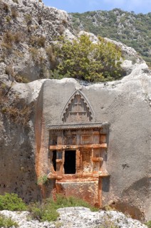 Historic rock tomb from antiquity in south-west Asia Minor near the ancient city of Myra, Demre,