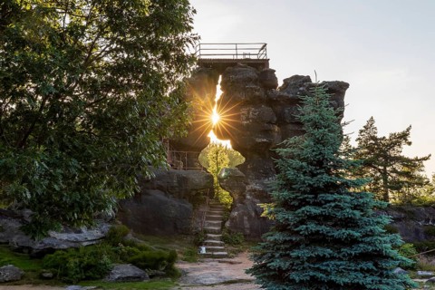 Rock Gate Potters with Sun Transit on Summer Solstice, Mountain Potters near Oybin, Sun Shrines of