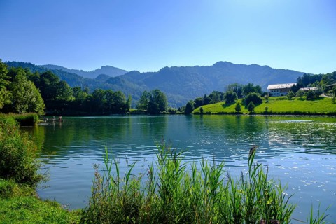 Wössner See, bei Unterwössen, Achental, Chiemgau, Upper Bavaria, Bavaria, Germany