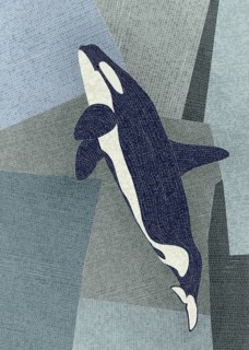 Killer whale mosaic art, vector illustration