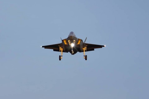 Lockheed Martin F-35 Lightning II military jet aircraft of the United States air force USAF flying