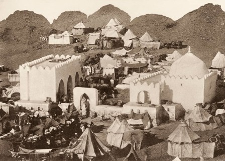 The tents of pilgrims during the Hajj near the tomb of Sittana Mèymunah, Mecca, Saudi Arabia, 19th