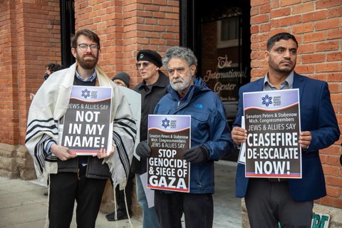 Detroit, Michigan USA, 7 November 2023, Members and supporters of Jewish Voice for Peace held a