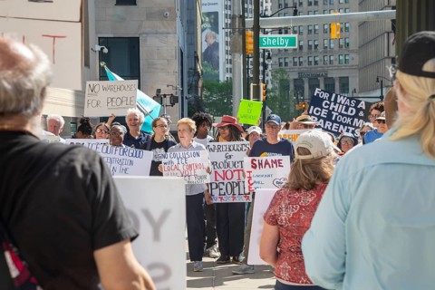 Detroit, Michigan USA - 18 May 2026 - Protesters gathered outside the federal courthouse to protest
