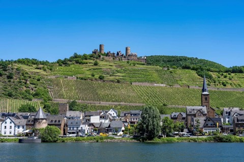 The town of Alken, on the Moselle, ruins of Thurant Castle, Rhein-Mosel municipality, in the