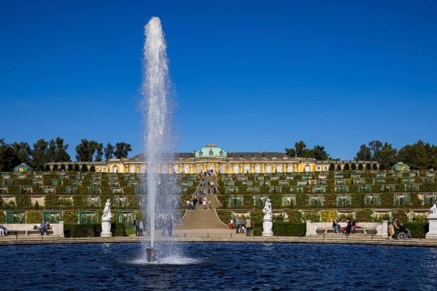 Sanssouci Palace, Royal Summer Palace with 18th century furniture and famous vineyard terraces