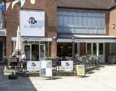 The Funghi Club restaurant, Hughenden Yard, Marlborough, Wiltshire, England, UK