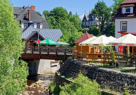 View of Szklarska Poreba, Szklarska Poreba, in the Karkonosze Mountains. The city is a center of