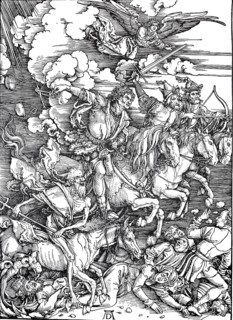 Picture cycle The Apocalypse, the four horsemen of the Apocalypse, woodcut by Albrecht Dürer,
