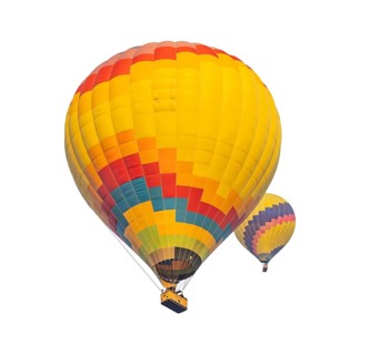 Two hot air balloons isolated on a white background