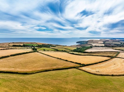 Cornwall Fields and Farms from a drone, Polruan, Cornwall, EnglandDefault