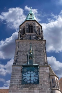 Tower clock from St. Peter's Church, built from 1897 to 1901 in neo-Gothic style, Regensburger Str.