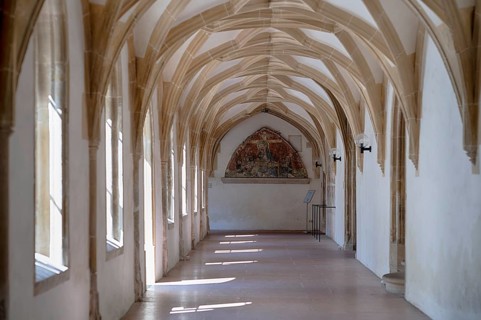 Interior view, cloister, Blaubeuren Abbey, Swabian Jura, Baden-Württemberg, Germany