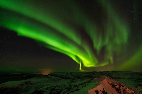 Northern Lights (Aurora borealis), Söröya, Finnmark, Norway, December 2018