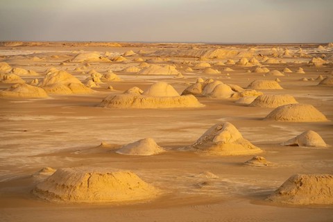 White limestone formations in the White Desert National Park in the Egyptian part of the Libyan