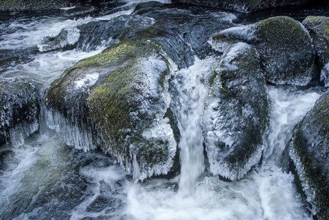Germany, Pöhl, Saxony, Triebtal, stream, ice, flowing water, ice, landscape, snow, Vogtland, winter