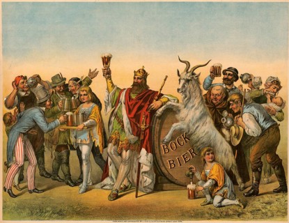 Advertising poster, beverage advertisement, advertising poster from 1884 depicts King Gambrinus,
