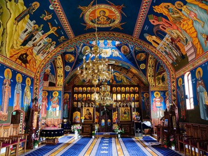 Interior of the church of the nunnery Manastirea Sf. Treime, Moiseni, Maramure?, Romania
