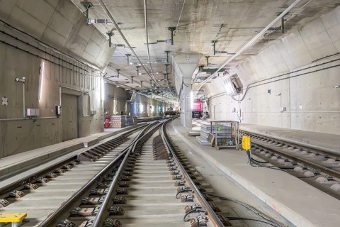 Tracks in the north to Stuttgart station 21 tunnel construction site new main train station in