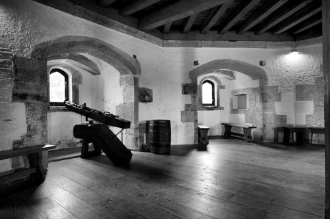 Interior view, cannons in Tudor Gun Tower, Donjon, residential defence tower, defensive tower, St