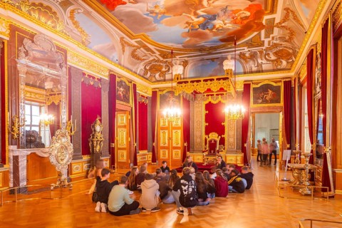 State rooms in the Dresden Royal Palace Historic ballrooms of the Dresden Royal Palace shines in