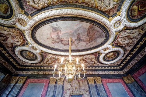 Ceiling design, Duke's audience room, Friedenstein Castle, former residence of the Dukes of