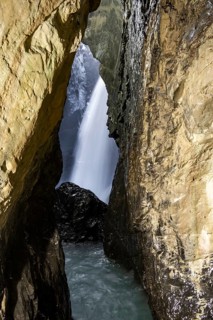 Waterfall in a rocky gorge of Trümmelbach, Trümmelbach Falls, long time exposure, Lauterbrunnen,