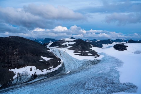 The Oarjep Ruohtesjiegna glacier, Sarek National Park, Laponia World Heritage Site, Norrbotten,