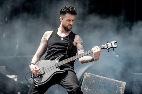 Lonny Eagleton, bass player of Black Veil Brides live at Rock im Park on Zeppelin Field in