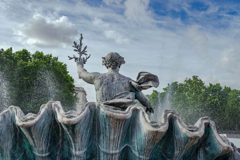 The historic fountain Monument aux Girondins on Place des Quinconces, Bordeaux, Gironde, France
