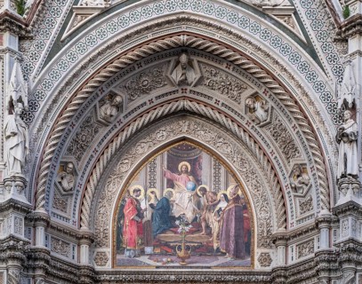 Entrance portal, fresco, Cathedral of Santa Maria del Fiore, Cathedral, Duomo by Filippo