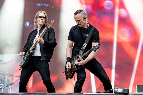 Singer Myles Kennedy (left) and guitarist Mark Tremonti (right) of the US rock band Alter Bridge