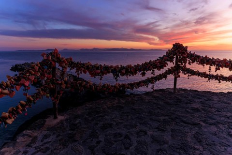 Lanzarote, Canary Islands, Spain, Europe, Playa Blanca, Love Castles, A coastal landscape with love
